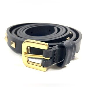 Brazilian Black Leather Belt with Gold Buckle